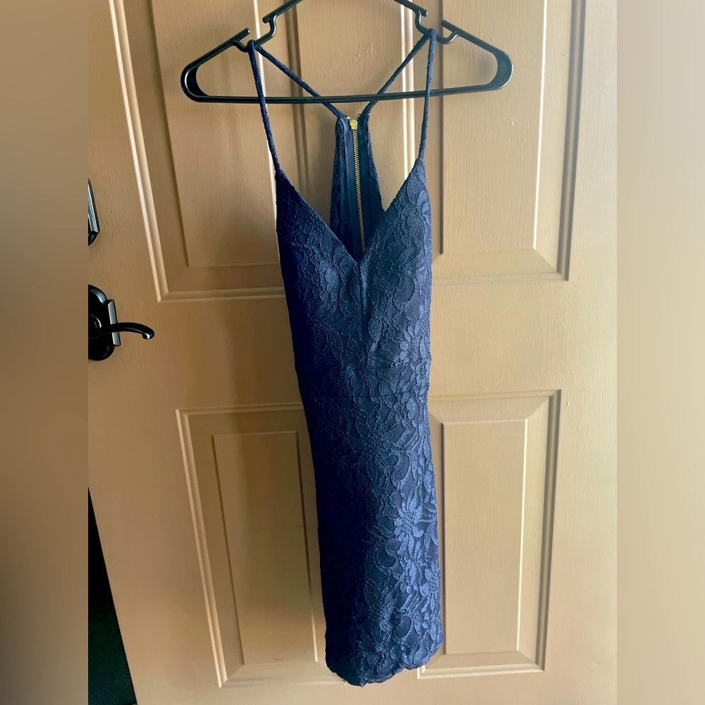 Navy City Triangles Skin Tight Dress